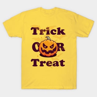 Funny Halloween Gift Trick or treat with scary pumpkin face for men and women T-Shirt